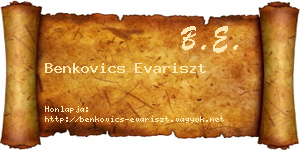 Benkovics Evariszt névjegykártya